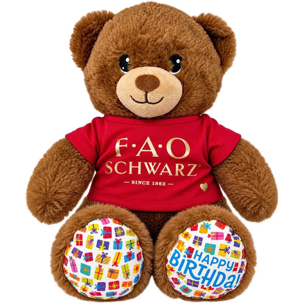 Build-A-Bear Workshop FAO Schwarz Birthday Teddy Bear Plush Brown 11"
